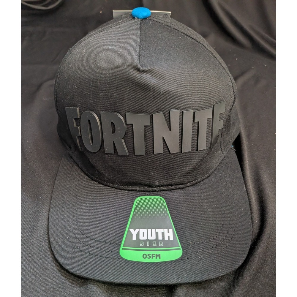 FORTNITE YOUTH OSFM Hat Cap Snap Back BLACK ON BLACK GAME XBOX‎